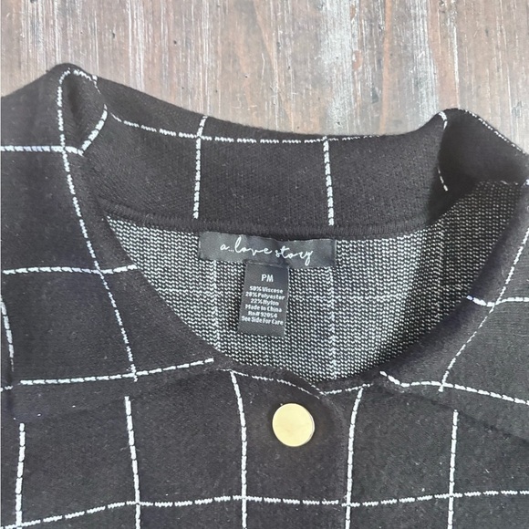 A Love Story Black Tailored Windowpane Blazer Modern Cropped Fit PM - Picture 5 of 14